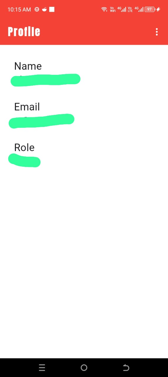 Profile screen menu